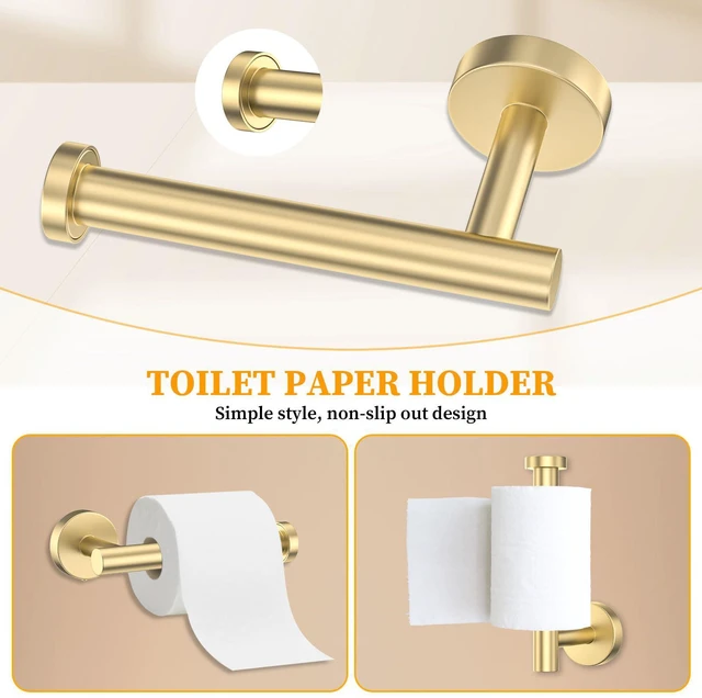 Alt view image 4 of 7 - Brushed Gold Bathroom Hardware Set 6-Pieces Towel Bar Set Stainless Steel Bathroom Accessory Set 23.6 Inch Wall Mounted Towel Rack