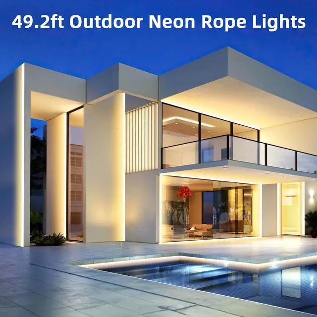 Alt view image 4 of 7 - LED Strip Lights 49.2ft, Warm White Dimmable Neon Rope, Waterproof Flexible, Silicone, 1.96in/Cut, Connectable, 3000K, 24V Neon Sign for Bedroom, Cabinet, DIY, Commercial Decor, Outdoor CRI90