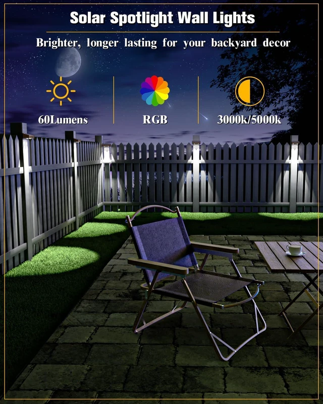 Alt view image 2 of 6 - Solar Fence Lights 12 Pack Brown, 50 Lumens Outdoor Fence Lights Solar Powered with 12 Modes RGB Color Glow LED Deck Lighting Outdoor Waterproof IP65, Backyard, Deck, Porch, Railing, Pool, Wall