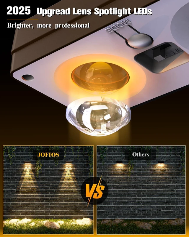 Alt view image 3 of 6 - Solar Fence Lights 12 Pack Brown, 50 Lumens Outdoor Fence Lights Solar Powered with 12 Modes RGB Color Glow LED Deck Lighting Outdoor Waterproof IP65, Backyard, Deck, Porch, Railing, Pool, Wall
