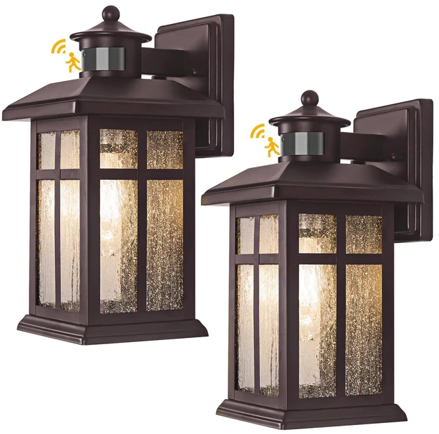 Main image of Motion Sensor Outdoor Lights Bronze 2 Pack Dusk till Dawn Outdoor Lighting Outdoor Porch Lights Light Fixtures Bronze Dusk till Dawn Exterior Lights Outdoor, Exterior Lights for House, Garage, Door