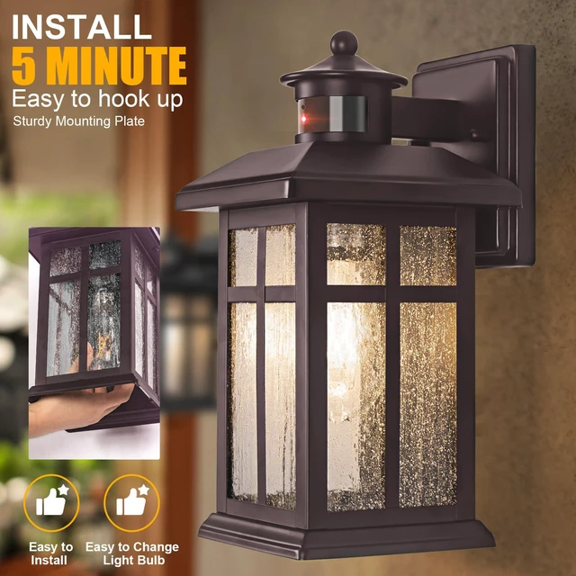 Alt view image 2 of 7 - Motion Sensor Outdoor Lights Bronze 2 Pack Dusk till Dawn Outdoor Lighting Outdoor Porch Lights Light Fixtures Bronze Dusk till Dawn Exterior Lights Outdoor, Exterior Lights for House, Garage, Door