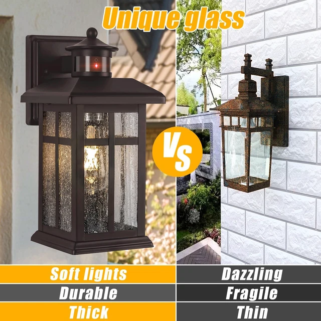Alt view image 6 of 7 - Motion Sensor Outdoor Lights Bronze 2 Pack Dusk till Dawn Outdoor Lighting Outdoor Porch Lights Light Fixtures Bronze Dusk till Dawn Exterior Lights Outdoor, Exterior Lights for House, Garage, Door