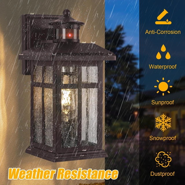 Alt view image 7 of 7 - Motion Sensor Outdoor Lights Bronze 2 Pack Dusk till Dawn Outdoor Lighting Outdoor Porch Lights Light Fixtures Bronze Dusk till Dawn Exterior Lights Outdoor, Exterior Lights for House, Garage, Door