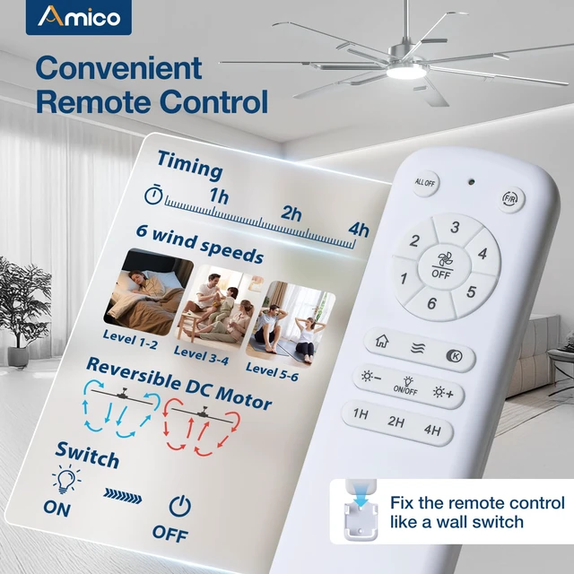 Alt view image 3 of 7 - 66 Inch Ceiling Fans with Lights and Remote, Nickel 6 Speed Reversible DC Motor, 3CCT, Dimmable, Quiet, Timer, Large Modern Ceiling Fan for Living room, Indoor/Outdoor