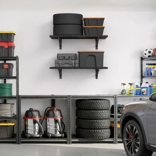 Alt view image 7 of 7 - 2 Pack Wall Mounted Garage Shelving, 2x3ft, 700lbs Integrated Grid Wall Mounted Floating Design, 24"x72" Storage Rack, No Splice Seamless Structure, Rustproof Black Coating for Garage Workshop