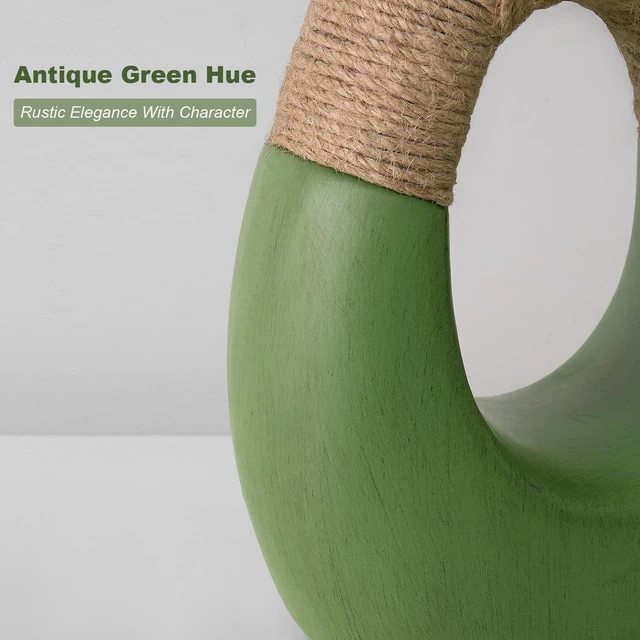 Alt view image 5 of 7 - 19" Table Lamps Set of 2, Bedside Lamps for Living Room, Lamps for Bedroom, Farmhouse Rattan Table Lamp, Small Space Nightstand Lighting, Rustic Home Office Decor (Green, Bulb Not Included)