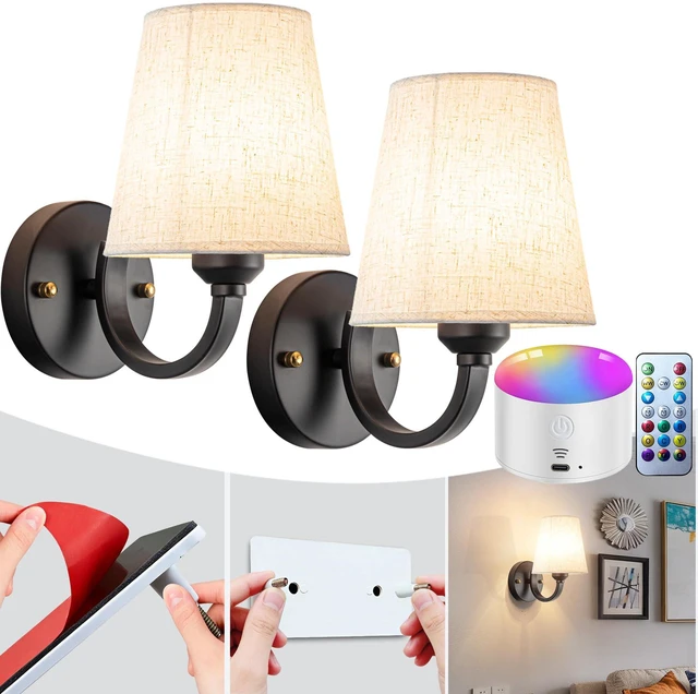 Main image of Peel and Stick Wall Sconces, No Drilling Stick On Wall Sconce, Wireless Battery Operated Wall Lights, Adhesive Wall Lamp with 10000mAh Battery Bulb for Bedroom Living Room Decor