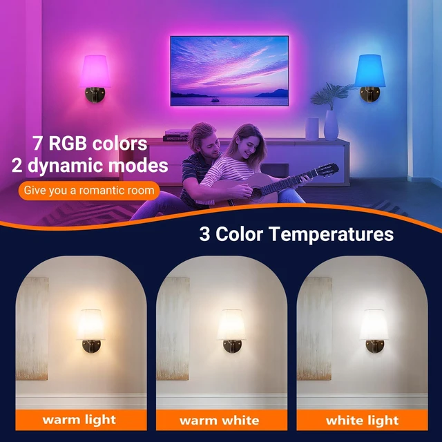 Alt view image 4 of 7 - Peel and Stick Wall Sconces, No Drilling Stick On Wall Sconce, Wireless Battery Operated Wall Lights, Adhesive Wall Lamp with 10000mAh Battery Bulb for Bedroom Living Room Decor