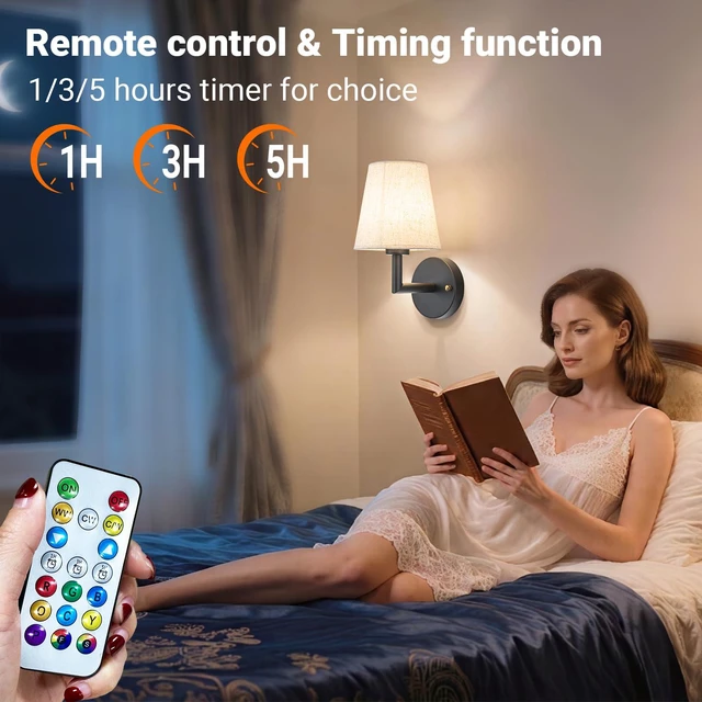 Alt view image 6 of 7 - Peel and Stick Wall Sconces, No Drilling Stick On Wall Sconce, Wireless Battery Operated Wall Lights, Adhesive Wall Lamp with 10000mAh Battery Bulb for Bedroom Living Room Decor