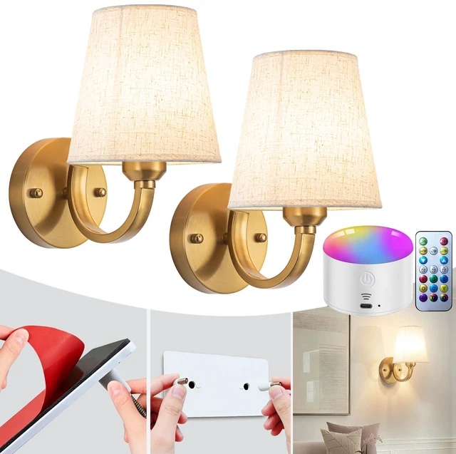 Main image of Peel and Stick Wall Sconces, No Drilling Stick On Wall Sconce, Wireless Battery Operated Wall Lights, Adhesive Wall Lamp with 10000mAh Battery Bulb for Bedroom Living Room Decor