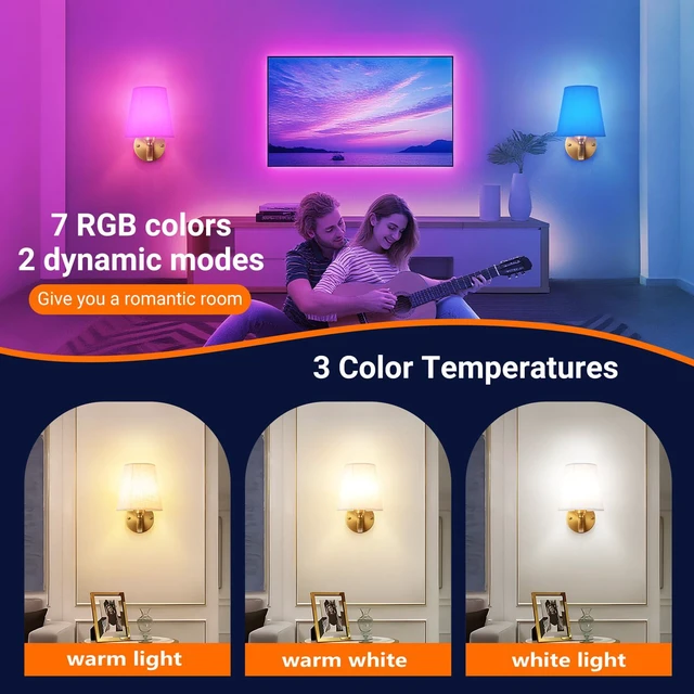 Alt view image 4 of 7 - Peel and Stick Wall Sconces, No Drilling Stick On Wall Sconce, Wireless Battery Operated Wall Lights, Adhesive Wall Lamp with 10000mAh Battery Bulb for Bedroom Living Room Decor