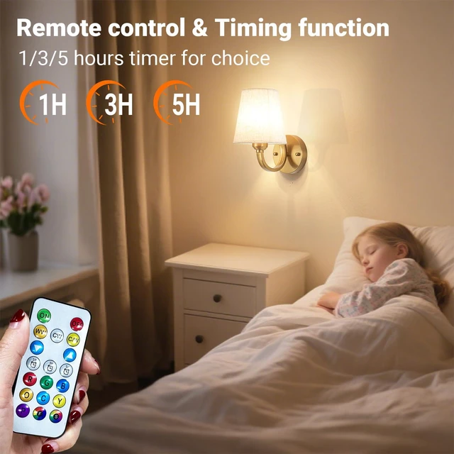 Alt view image 6 of 7 - Peel and Stick Wall Sconces, No Drilling Stick On Wall Sconce, Wireless Battery Operated Wall Lights, Adhesive Wall Lamp with 10000mAh Battery Bulb for Bedroom Living Room Decor