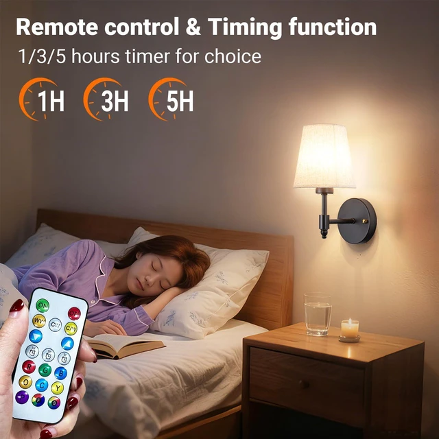 Alt view image 6 of 7 - Peel and Stick Wall Sconces, No Drilling Stick On Wall Sconce, Wireless Battery Operated Wall Lights, Adhesive Wall Lamp with 10000mAh Battery Bulb for Bedroom Living Room Decor