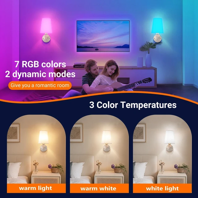 Alt view image 3 of 7 - Wall Sconce Battery Operated Wall Light Fixure with Remote Control, Dimmable Battery Operated Wall Sconces Set Of Two, Indoor Wireless Wall Mounted Lamp with Rechargable Bulb For Bedroom Living Room