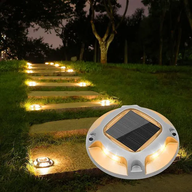Main image of Solar Driveway Marker Lights Dock Marine Led Deck Outdoor 12 Pack 2 Colors in 1,Solar Powered Waterproof Warning Step Lights for Pathway Garden Sidewalk(White/Warm White)