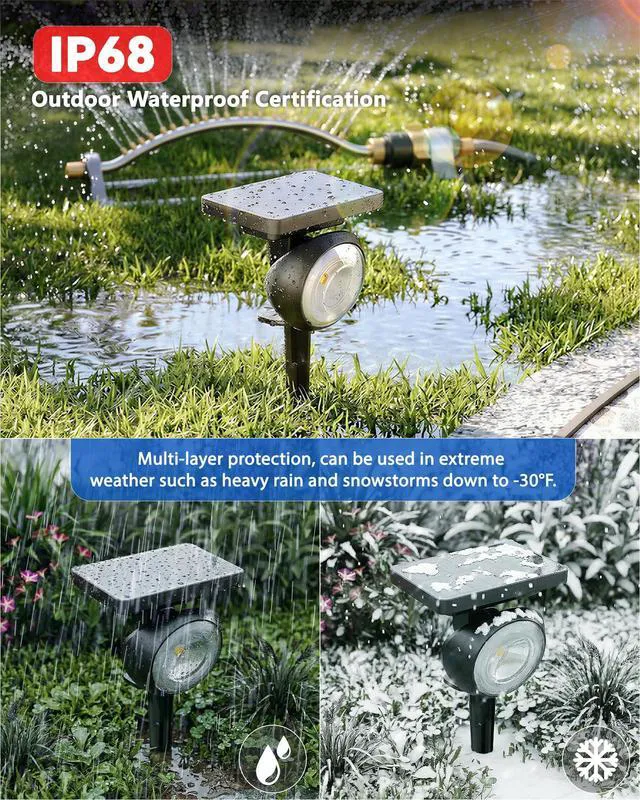 Alt view image 5 of 7 - Focusing Solar Spot Lights Outdoor Waterproof, RGB+3CCT Tree Uplights 8Pack Multicolor Focused Lens Spotlight, Dusk-to-dawn Light, Stake or Wall Mounting for Yard Landscape Garden Path Halloween Decor