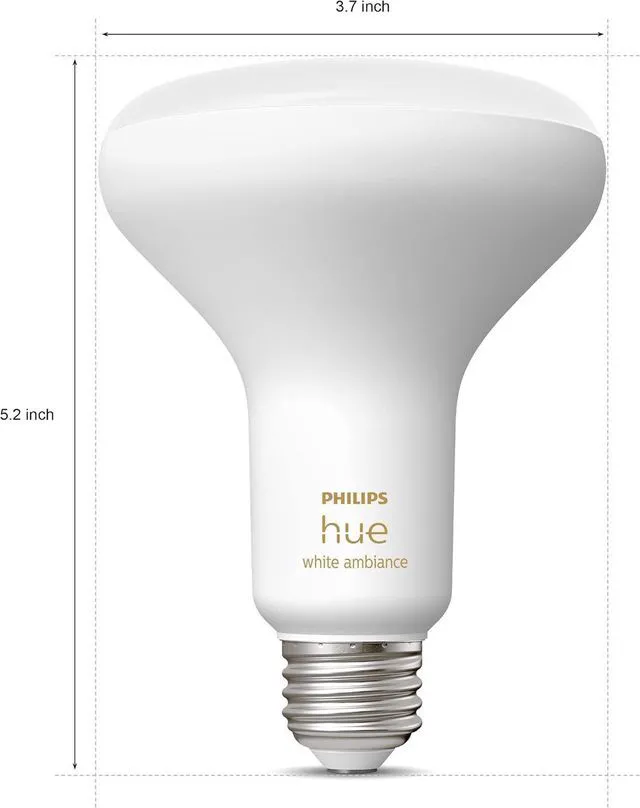 Alt view image 3 of 7 - Smart 85W BR30 LED Bulb - White Ambiance Warm-to-Cool White Light - 2 Pack - 1200LM - E26 - Indoor - Control with Hue App - Compatible with Alexa, Google Assistant and Apple Homekit