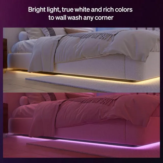 Alt view image 3 of 7 - Hue Flux 16-Foot LED Strip Light, 3000 lm, Vibrant Color and Ambiance, Flexible Indoor Lighting, Chromasync Color Blending, RGBWWIC, Cuttable, Extendable, Reusable, App and Voice Control