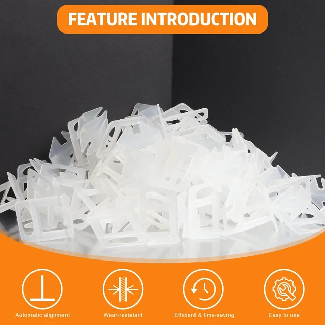 Alt view image 4 of 7 - 3500 Pcs Tile Spacers 1/16 Inch, Tile Leveling System with Hammer Tile Installation Tools for Ceramic Tile and Stone Installation, Tile Leveling Clips Helps DIY and Professional Tile Layer