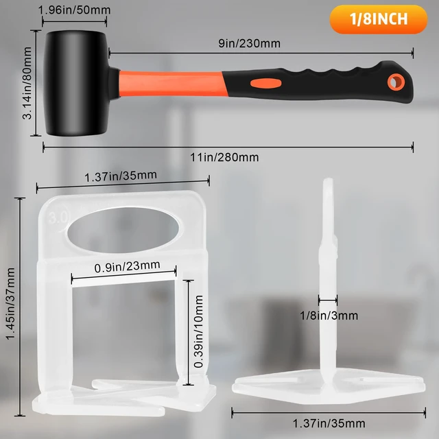 Alt view image 2 of 7 - 3500 Pcs Tile Spacers 1/8 Inch, Tile Leveling System with Hammer Tile Installation Tools for Ceramic Tile and Stone Installation, Tile Leveling Clips Helps DIY and Professional Tile Layer