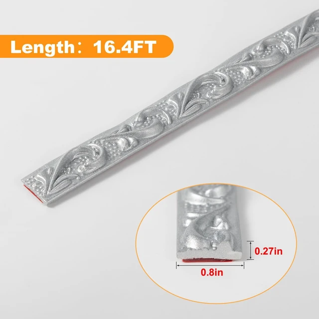 Alt view image 2 of 7 - 0.8" x 49.2FT Silver Peel and Stick Crown Molding Trim (3 Pack) - Flexible Molding for Multi-Room Wall and Mirror Accents