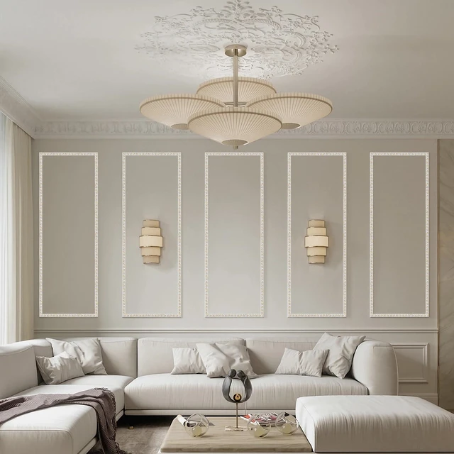 Alt view image 6 of 7 - 0.8" x49.2 ft Peel and Stick Crown Molding - Ivory Gold Flexible Molding Trim for Wall Accents & Mirror Frames, Vintage Art Deco, 3 Pack