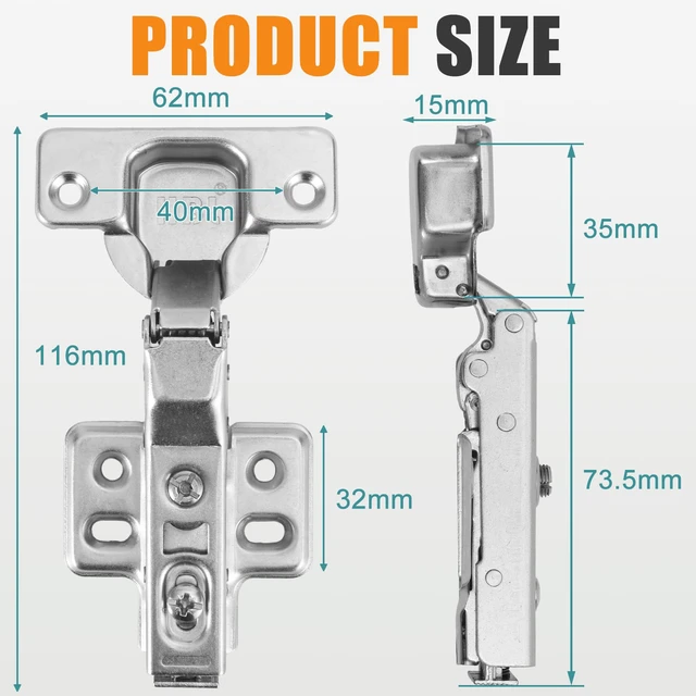 Alt view image 3 of 7 - Soft Close Hinges for Frameless Cabinets, 110° Full Overlay, 50 Pack European Kitchen Cabinet Hinges, 3D Adjustable and Quick Release, 35MM Cup Hinges, Slow Close Hinges
