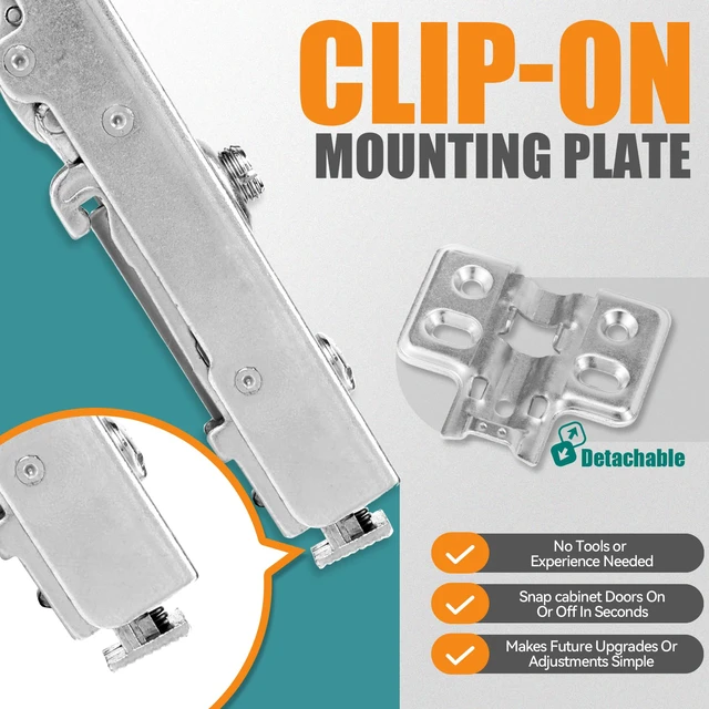 Alt view image 7 of 7 - Soft Close Hinges for Frameless Cabinets, 110° Full Overlay, 50 Pack European Kitchen Cabinet Hinges, 3D Adjustable and Quick Release, 35MM Cup Hinges, Slow Close Hinges