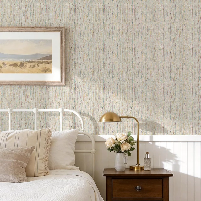 Alt view image 4 of 6 - Woven Wallpaper Peel and Stick 17.3" x 800" Colorful Paint Grasscloth Contact Paper Textured Waterproof Self Adhesive Stick on Wallpaper(96 sq. ft Gray)