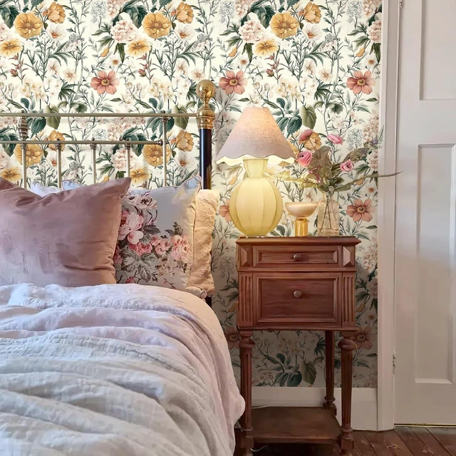 Alt view image 2 of 7 - Vintage Floral Peel and Stick Wallpaper for Bedroom 17in x 590.5in Floral Contact Paper Self Adhesive Wallpaper Waterproof Vinyl Removable Boho for Bathroom Shelf Cabinet Decor