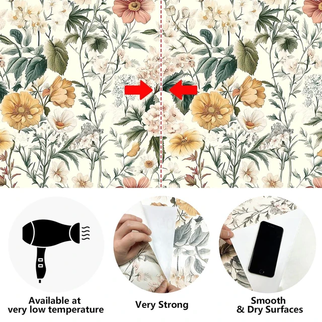 Alt view image 5 of 7 - Vintage Floral Peel and Stick Wallpaper for Bedroom 17in x 590.5in Floral Contact Paper Self Adhesive Wallpaper Waterproof Vinyl Removable Boho for Bathroom Shelf Cabinet Decor