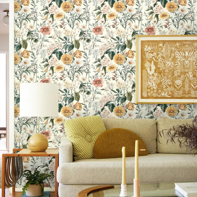 Alt view image 7 of 7 - Vintage Floral Peel and Stick Wallpaper for Bedroom 17in x 590.5in Floral Contact Paper Self Adhesive Wallpaper Waterproof Vinyl Removable Boho for Bathroom Shelf Cabinet Decor