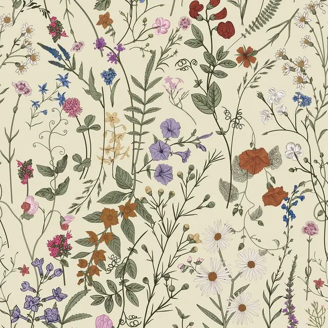 Main image of Floral Wallpaper Peel and Stick- 1181" x 17.3" Farm Floral Wall Paper, Wildwood Daisy Self Adhesive Stick On Wallpaper Removable Contact Paper