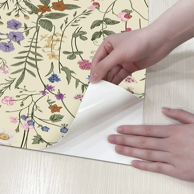 Alt view image 7 of 7 - Floral Wallpaper Peel and Stick- 1181" x 17.3" Farm Floral Wall Paper, Wildwood Daisy Self Adhesive Stick On Wallpaper Removable Contact Paper