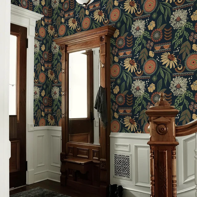 Alt view image 7 of 7 - Boho Sun Floral Retro Peel and Stick Wallpaper 17.3" x 800" Removable Waterproof Self Adhesive Contact Paper Renter Friendly for Cabinets, Furniture, Bedroom, Bathroom, DIY Decor