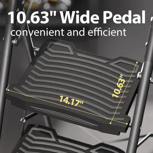 Alt view image 3 of 7 - 4 Step Ladder with Tool Platform, Sturdy Step Stool, Anti-Slip Wide Pedals, Handrail, Foldable Step Ladder, Pass 900LBS Testing, Multi-Use for Home, Garage, Garden, Painting, Black