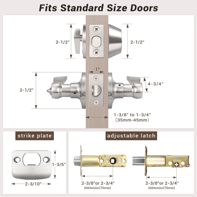 Alt view image 6 of 6 - 4 Sets of Front Exterior Door Knob Set with Single Cylinder Deadbolts in Satin Nickel Finish, All Keyed Same Combo Pack, Wave Style Entry Door Lever Locks with Combinations