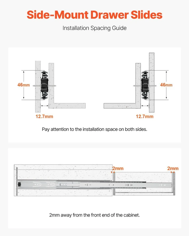 Alt view image 3 of 7 - Drawer Slides 10 Pairs 24 Inch, Heavy Duty Full Extension Side Mount Ball Bearing Drawer Glides Kitchen Cabinet Rails, 100LB Load Capacity