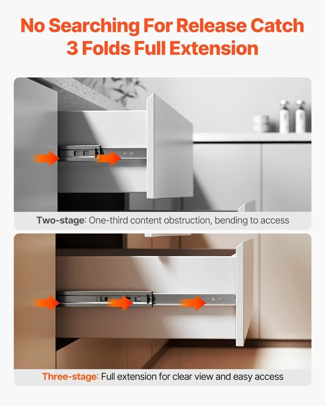 Alt view image 5 of 7 - Drawer Slides 10 Pairs 24 Inch, Heavy Duty Full Extension Side Mount Ball Bearing Drawer Glides Kitchen Cabinet Rails, 100LB Load Capacity