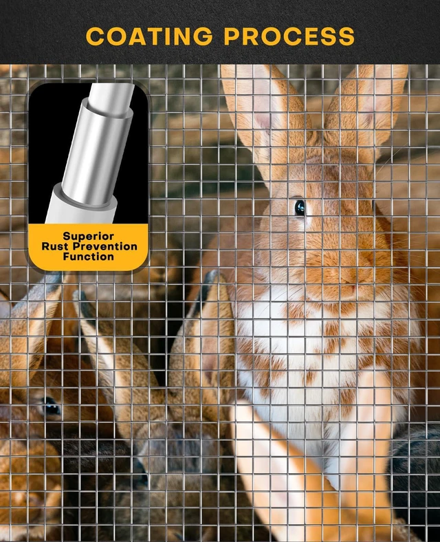 Alt view image 3 of 6 - Hardware Cloth 1/4 inch 36 in x 100 ft Wire Mesh Roll Garden Fencing Galvanized After Welding Chicken Fence Square Mesh 23 Gauge Rabbit Snake Cage Heavy Duty