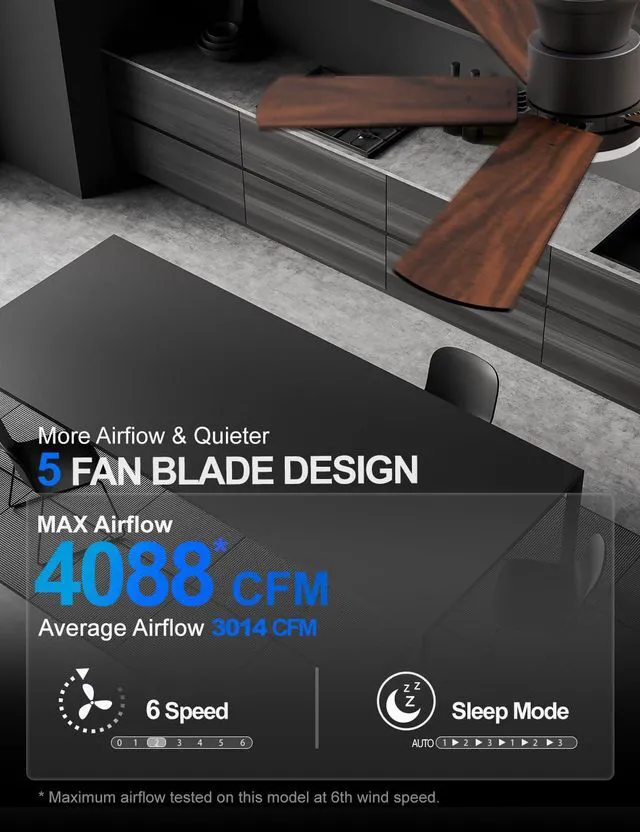 Alt view image 3 of 7 - Flush Mount Ceiling Fans with Lights 42 Inch, Remote Control, 3CCT Dimmable, 6 Speeds, Noiseless Reversible DC Motor, Low Profile Hugger Black Ceiling Fan for Living Room, Patio, Indoor/Outdoor, ETL