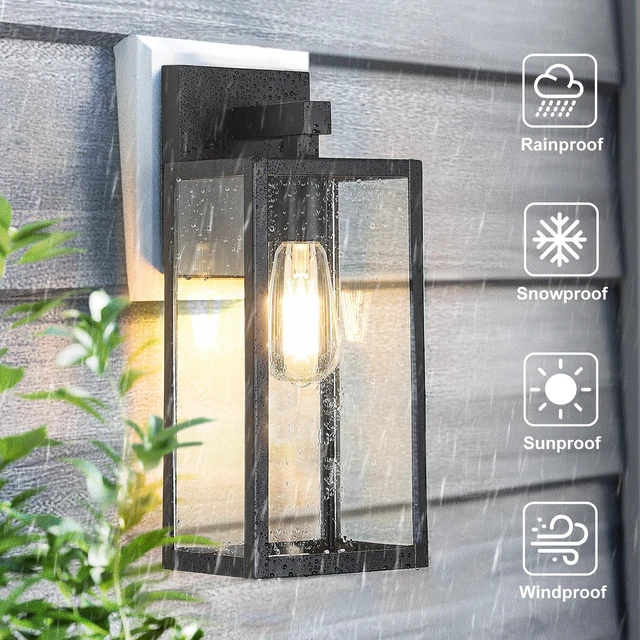 Alt view image 3 of 7 - Outdoor Wall Light Fixture, Exterior Waterproof Wall Lantern Porch Wall Sconce Large Extra Large, Anti-Rust, E26 Socket, Clear Glass, Outside Wall Mount Light, Front Door Lighting, Patio