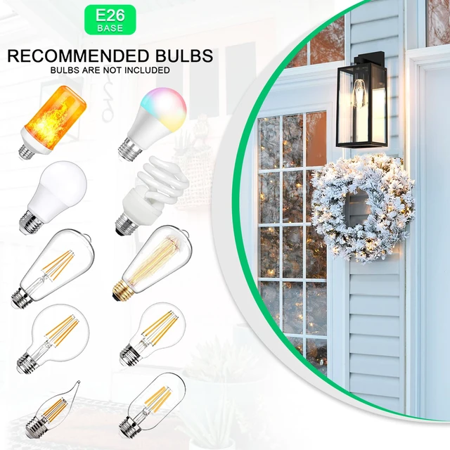 Alt view image 4 of 7 - Outdoor Wall Light Fixture, Exterior Waterproof Wall Lantern Porch Wall Sconce Large Extra Large, Anti-Rust, E26 Socket, Clear Glass, Outside Wall Mount Light, Front Door Lighting, Patio