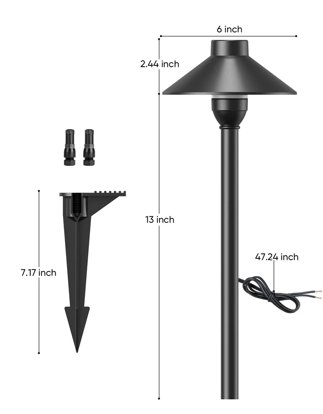 Alt view image 7 of 7 - Low Voltage Landscape Lighting 6-Pack, Aluminum 12V Pathway Lights with G4 Bulbs, Waterproof Stylish Matte Black Color Wired Path Lights with Connectors for Walkway Yard Garden
