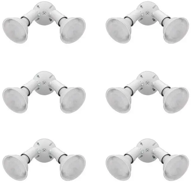 Main image of Outdoor Flood Light Fixture, Adjustable Twin Par Flood Light Holder, Safety and Security, 120 Volts, Uses 2 Lamps Up to 150W (Not Included), White, 6-Pack (OFTH 300PR 120 WH CP6 M4)