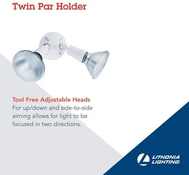 Alt view image 3 of 7 - Outdoor Flood Light Fixture, Adjustable Twin Par Flood Light Holder, Safety and Security, 120 Volts, Uses 2 Lamps Up to 150W (Not Included), White, 6-Pack (OFTH 300PR 120 WH CP6 M4)