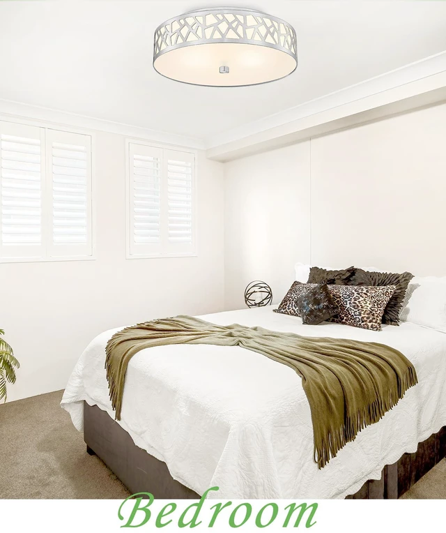 Alt view image 2 of 7 - 2-Light Flush Mount Ceiling Light,12 inch Modern Close to Ceiling Light Fixture with Brushed Nickel Metal and Frosted Glass Shade for Hallway, Kitchen, Bedroom(2 PK)