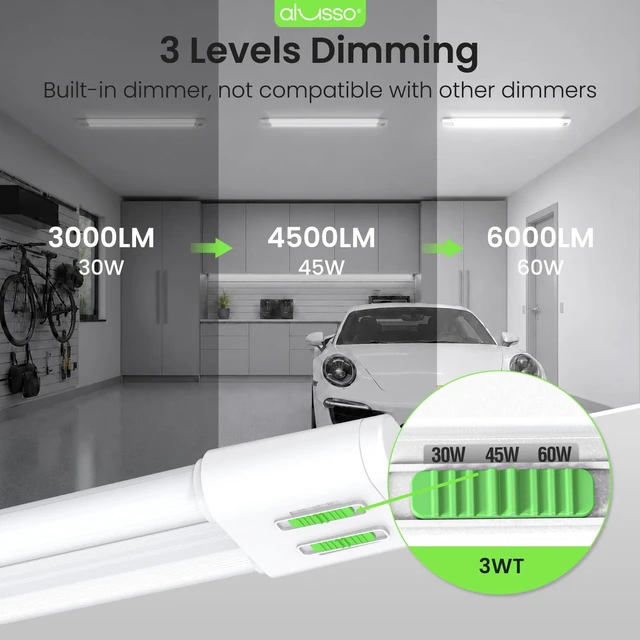 Alt view image 3 of 7 - ® 4FT Linkable LED Shop Lights, 6000LM 30W/45W/60W, 5CCT 2700K/3000K/4000K/5000K/6500K, 120V Integrated Fixture for Garage, Hanging or Surface Mount, 2 Pack