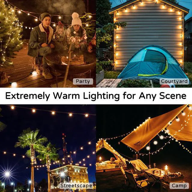 Alt view image 7 of 7 - Outdoor String Lights 220 Feet Patio Lights with 104 Edison LED G40 Globe Bulbs(4 Spares), 2200K Waterproof Connectable Edison Hanging Lighting for Backyard Balcony Outside Gazebo Party